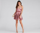 Stunning In Satin Skater Dress